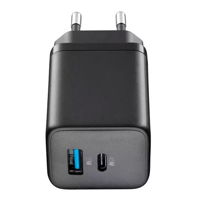 Wall Charger GAN Cellularline, 2 Ports, PD + USB, 45W, Black